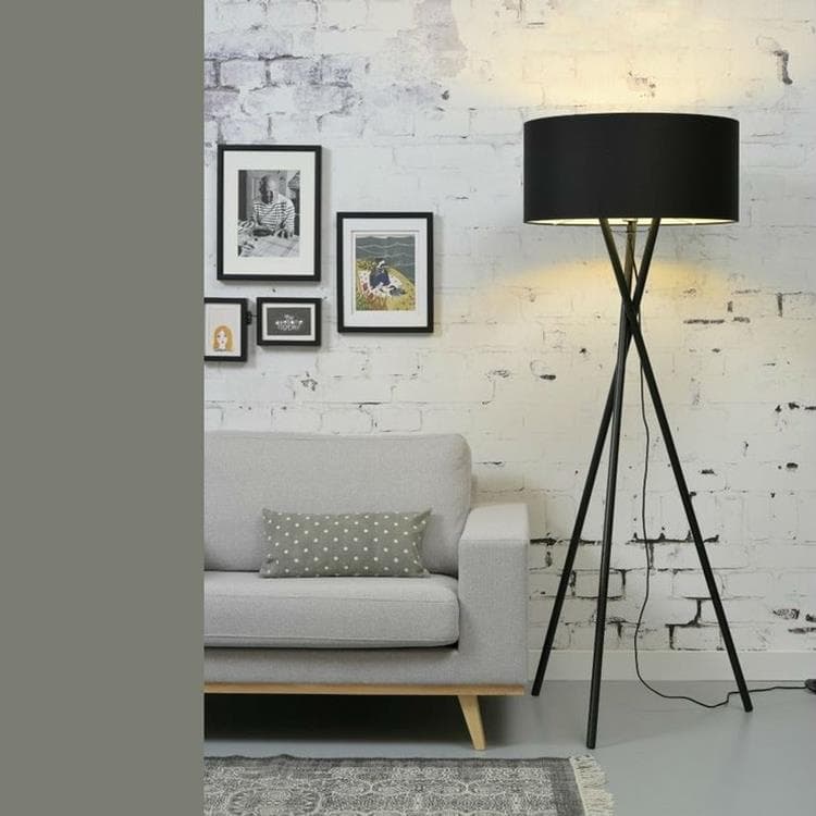 Lampa podłogowa na trójnogu z żelaza i bawełny H165cm HAMPTON Czarny