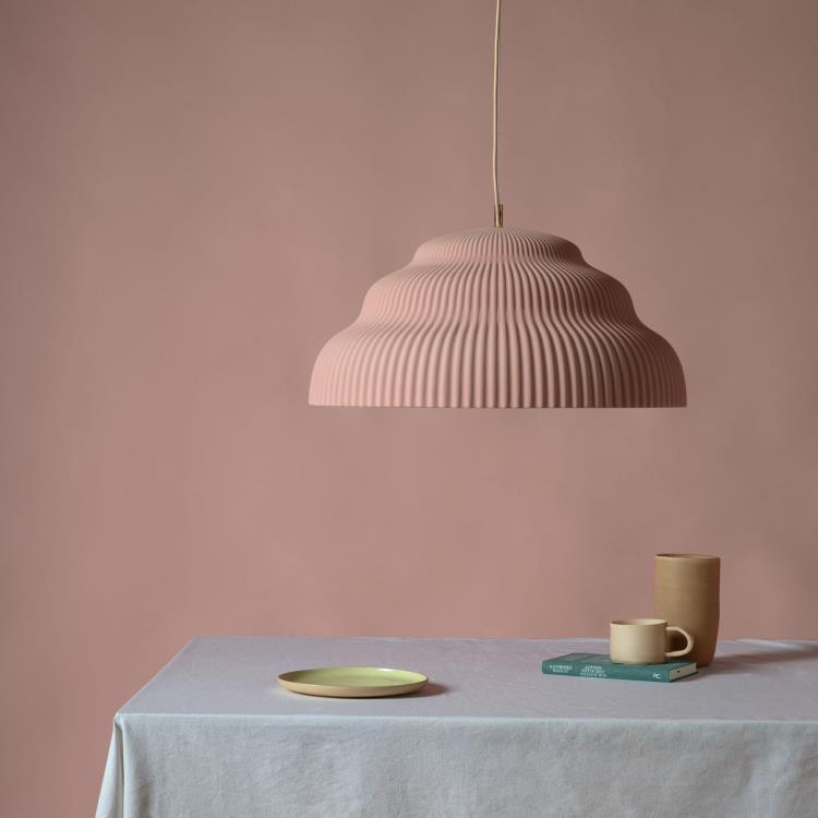 Ceramiczna lampa wisząca Ø36cm KASKAD różowy obłok