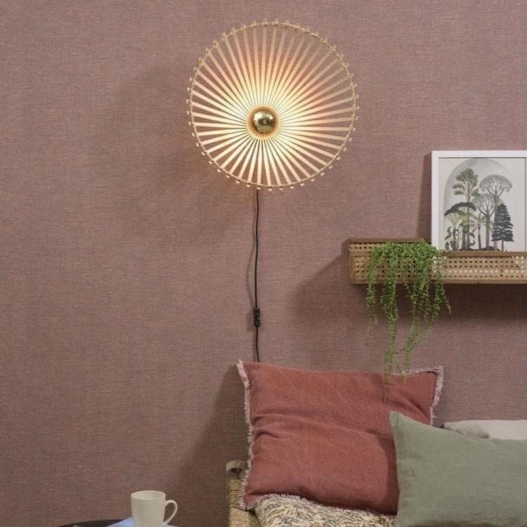 Asymetryczna lampa ścienna Bamboo z kablem Ø50 cm BROMO naturalny