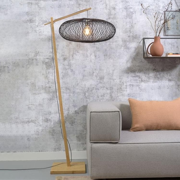 Bambusowa lampa podłogowa Ø60cm H176cm CANGO naturalny i czarny