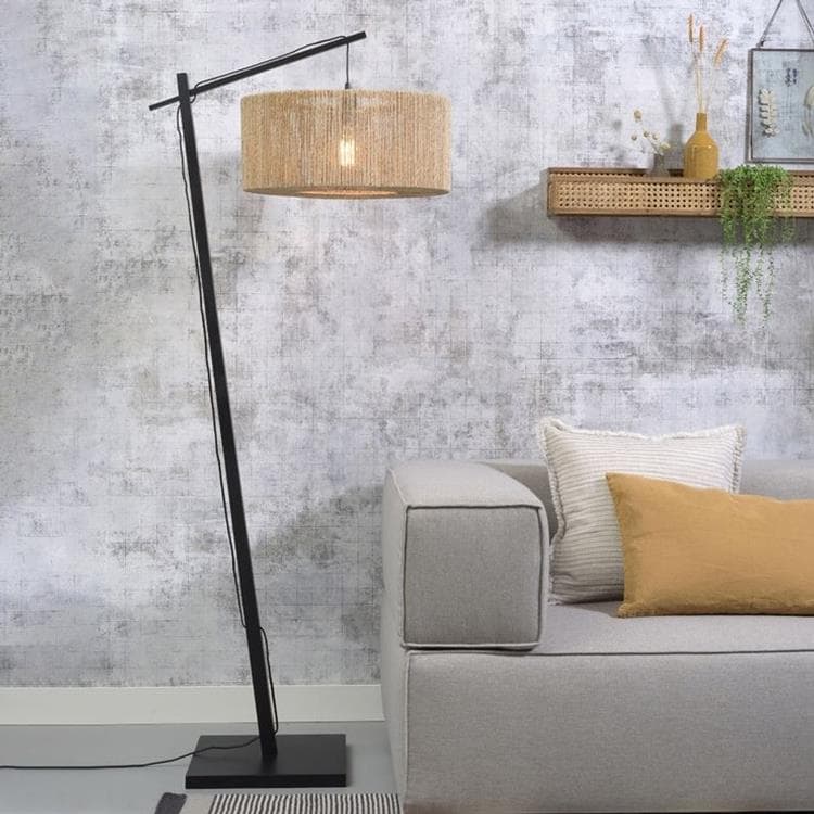 Lampa podłogowa Drewno/Juta H176cm IGUAZU Czarny i Naturalny