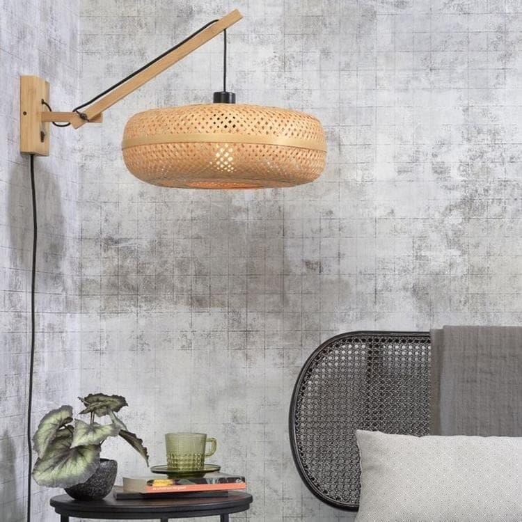 Lampa ścienna z wysięgnikiem bambusowym Ø40cm PALAWAN naturalny