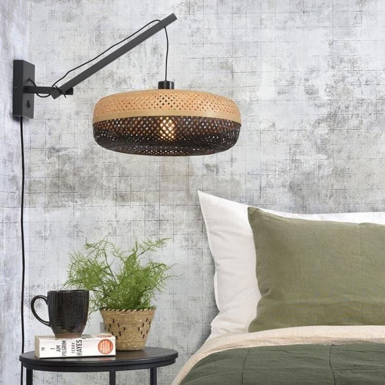 Lampa ścienna z wysięgnikiem bambusowym Ø40cm PALAWAN Czarny