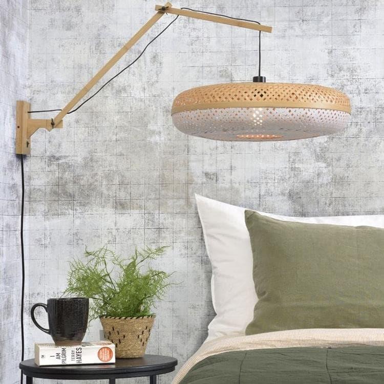 Lampa ścienna z wysięgnikiem bambusowym Ø60cm PALAWAN Naturalny i bialy