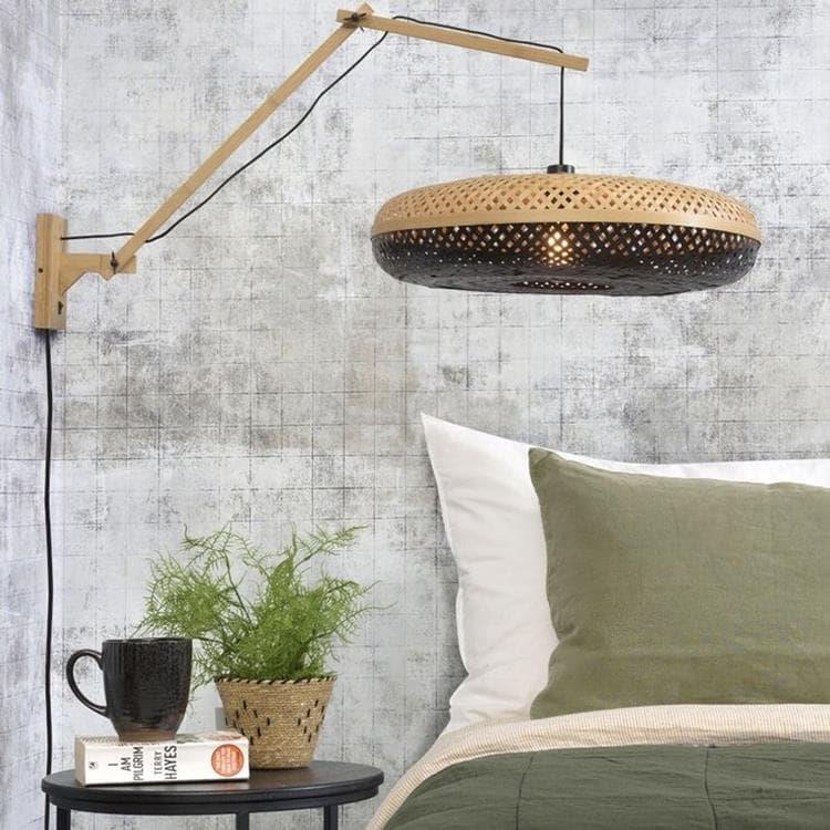 Lampa ścienna z wysięgnikiem bambusowym Ø60cm PALAWAN naturalny i czarny