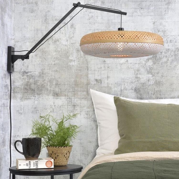 Lampa ścienna z wysięgnikiem bambusowym Ø60cm PALAWAN czarny i bialy