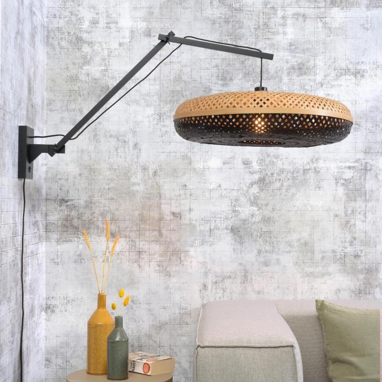 Lampa ścienna z wysięgnikiem bambusowym Ø60cm PALAWAN Czarny