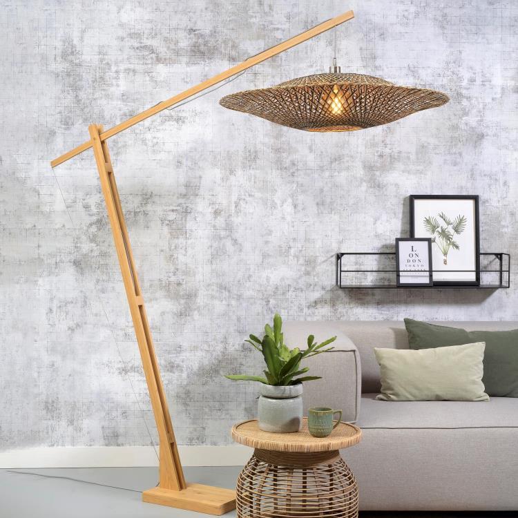 Bambusowa lampa podłogowa H218cm BALI naturalny i czarny