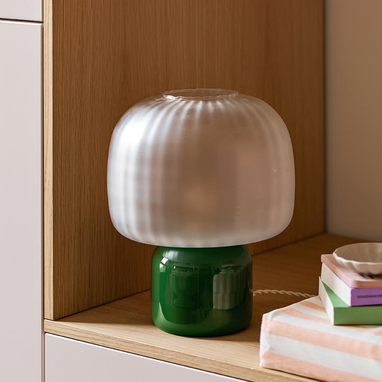 Lampa LED szkło przyciemniane/szkło matowe H30cm LOULOU Zielen cesarska/Matowy bialy klosz