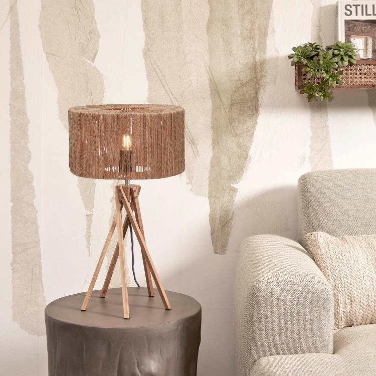 5-stopowa lampa stołowa z juty i bambusa H45cm IGUAZU naturalny