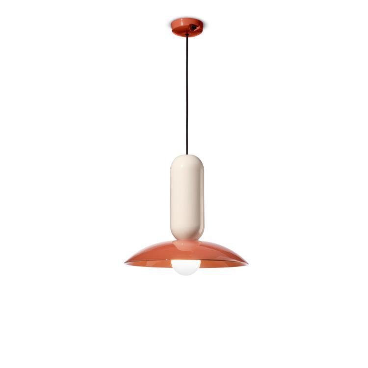 Ceramiczna lampa wisząca H36cm C2630 Kremowy/Pomaranczowy