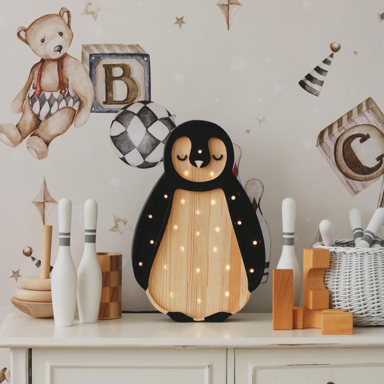 Lampa stołowa LED Pingwin H22cm BABY PENGUIN Artic Wood