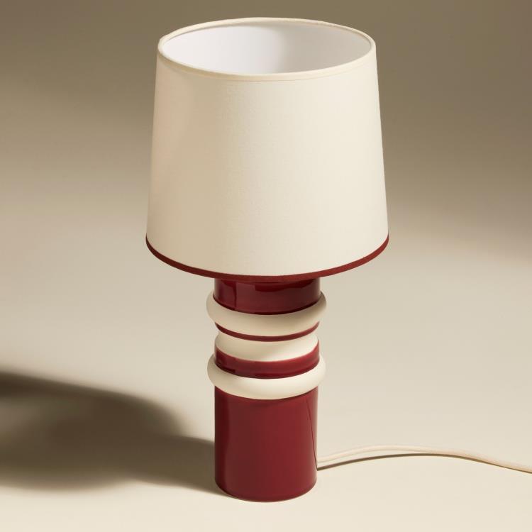 Lampa stołowa ceramiczna/Rabane H41cm AQUARIUS rouge karminowy