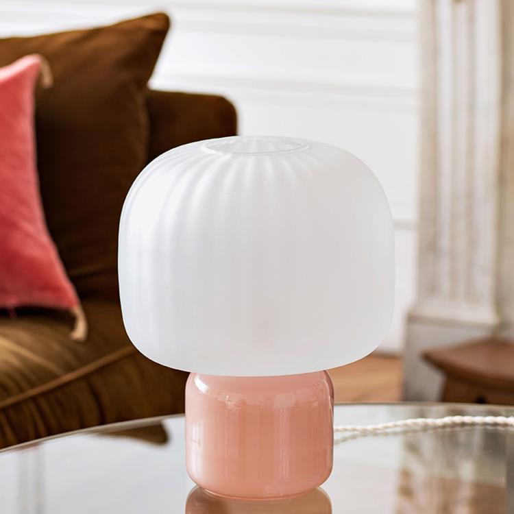 Lampa stołowa LED Przyciemniane szkło/szronione szkło Edycja limitowana H30cm LOULOU La couleur du Parfum / Matowy biały abażur