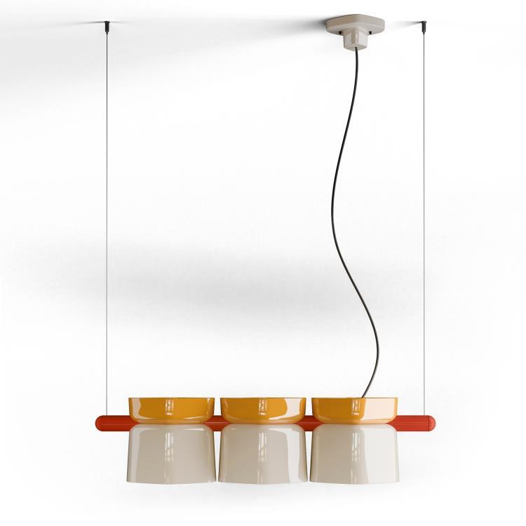 Ceramiczna lampa wisząca L130cm YAKITORI Czerwony/zólty/Kremowy