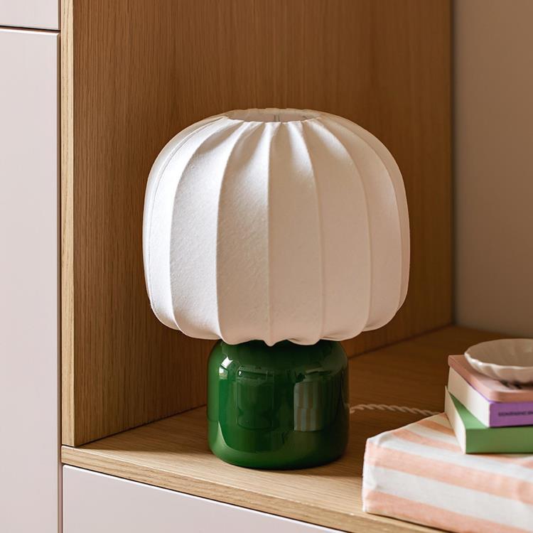 Lampa stołowa LED Szkło/Tkanina H30cm LOULOU Imperialna zielen /ciemny odcien tkaniny