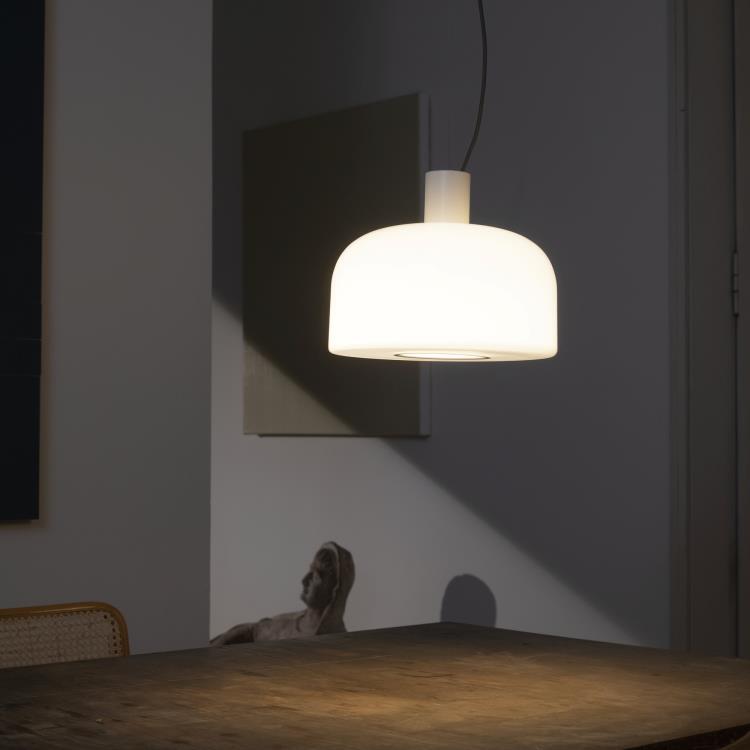 Lampa wisząca LED z aluminium i szkła Ø45cm BELLHOP GLASS S2 Bialy