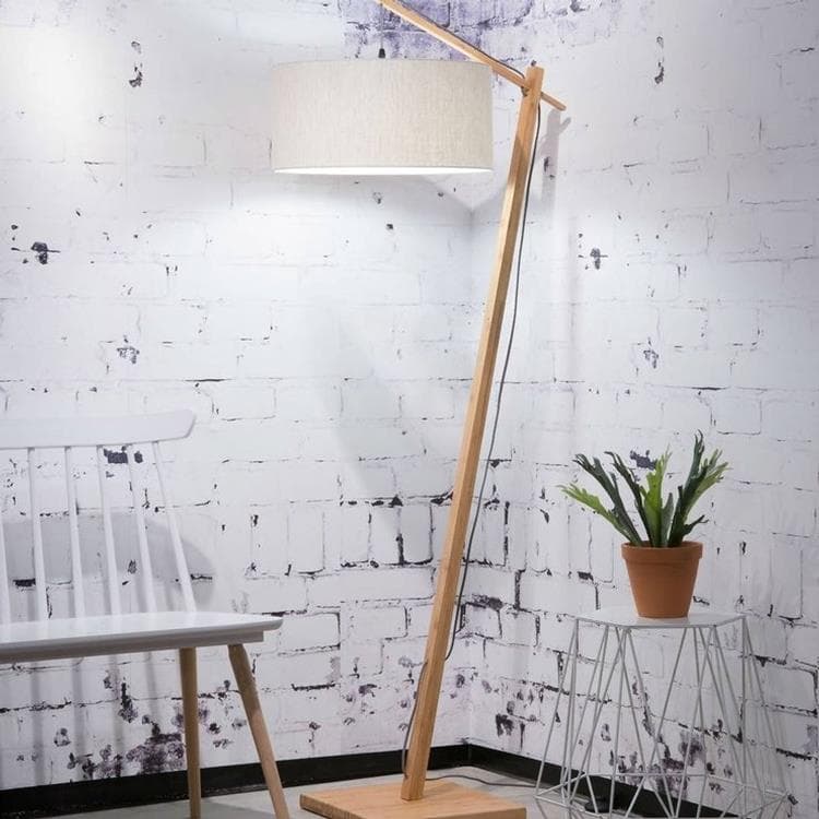 Lampa podlogowa Bambus & Len Naturalny Wys.176cm ANDES Bezowy/Kremowy