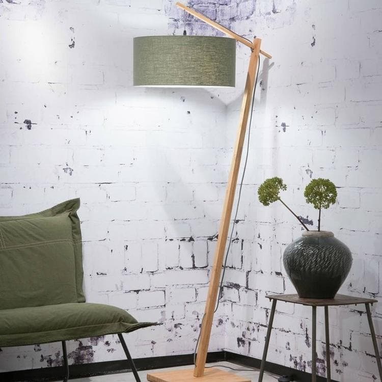 Lampa podlogowa Bambus & Len Naturalny Wys.176cm ANDES zielony kaki