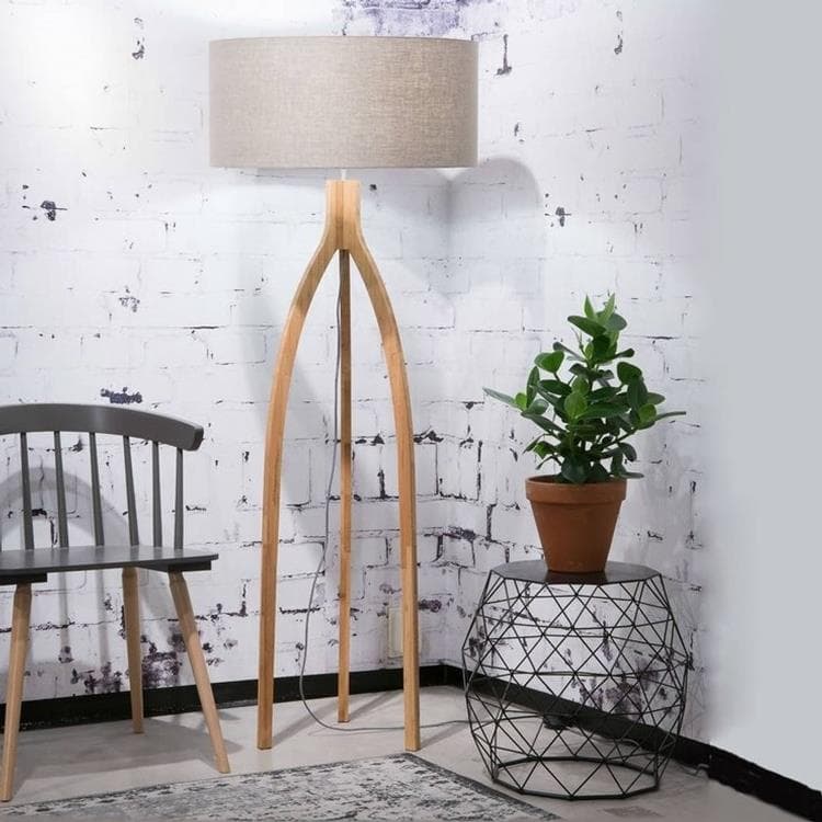 Lampa podlogowa Statyw Bambus & Len Naturalny Wys.160cm ANNAPURNA Szary