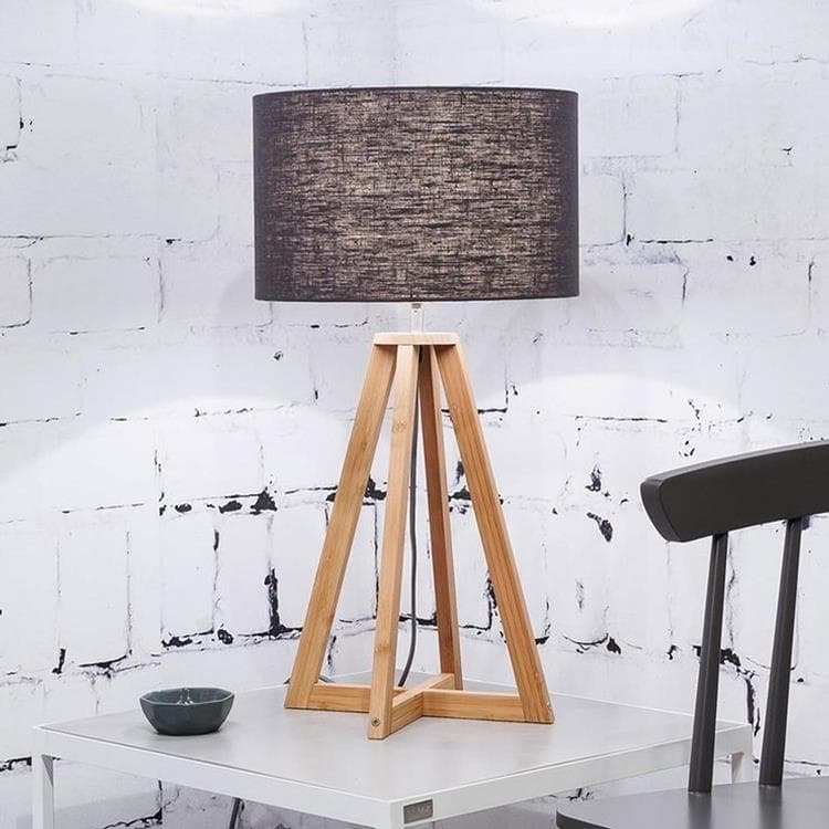 Lampa stojaca Bambus & Len Naturalny Wys.34cm EVEREST szary antracyt