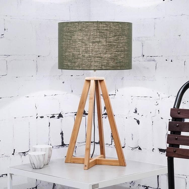 Lampa stojaca Bambus & Len Naturalny Wys.34cm EVEREST zielony kaki