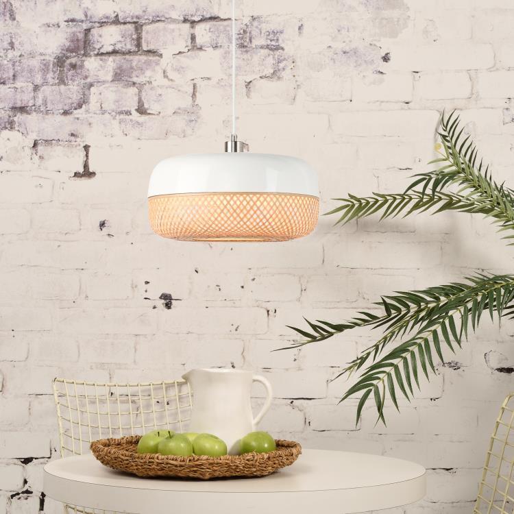 Lampa wiszaca Bambus Naturalny Wys.22cm MEKONG Bialy